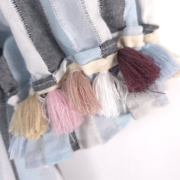 Loveriche Mini Dress Flare Striped Tassels Ruffled Hem‎ Cotton LD42842 SMALL - Picture 10 of 13